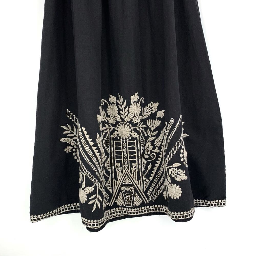 NWT JOHNNY WAS Embroidered Linen Midi Skirt Black Cream XL - Picture 4 of 10
